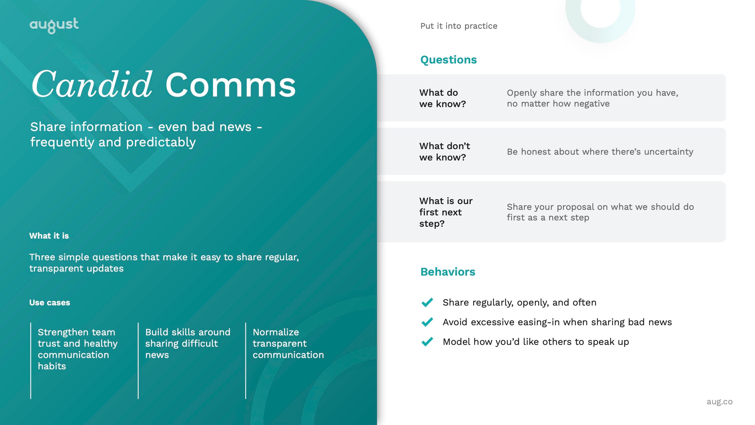 Building Trust Practice Cards - Candid Comms | August Public